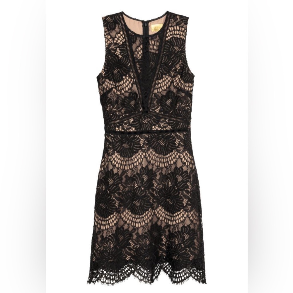 ⚫️ NWT H&M Limited Edition Sleeveless Black Lace Knee Length Dress, size 10